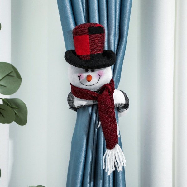 2-paknings julegardinspenne Tieback, Santa Snowman Curtain T