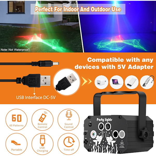 DJ-festlys scene laser - nordlys-effekt RGB-lyd