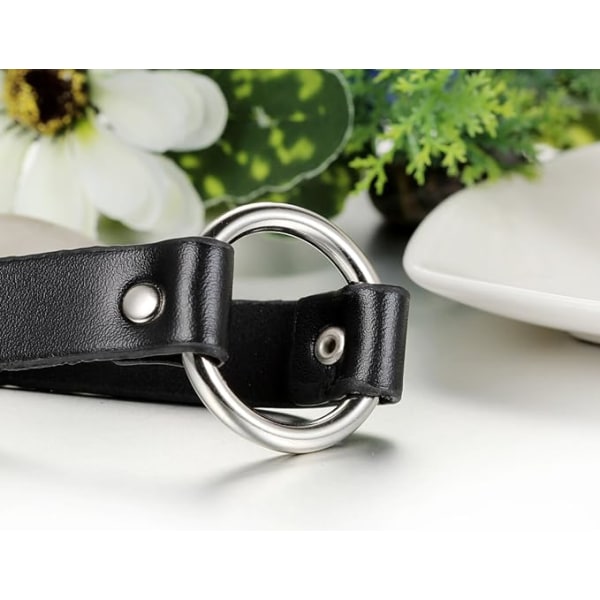 2 smycken choker halsband män kvinnor cirkel ringar rep läder legering fancy