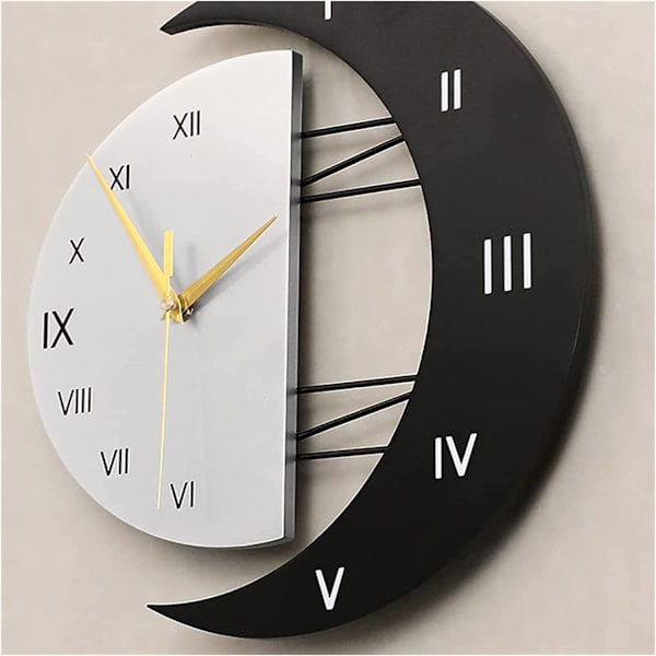 Modern design tyst väggklocka kök klocka kreativ måne-