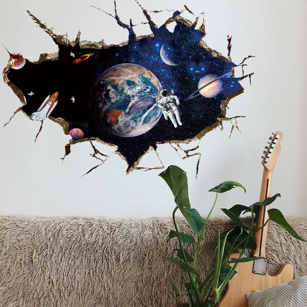 3D Planet Galaxy Astronaut Wall Stickers, Universe Outer Space S