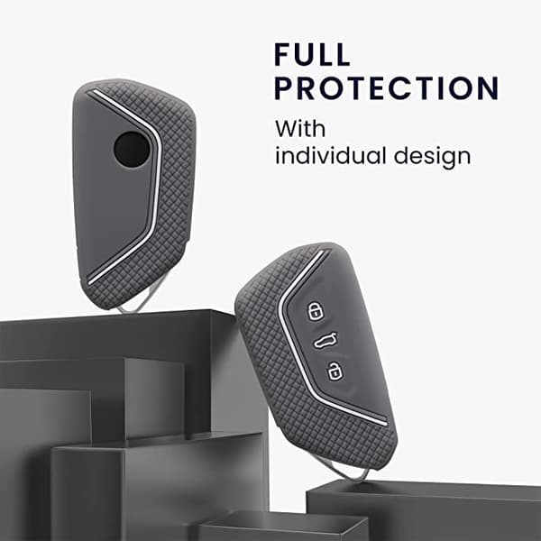 Silikone nøglecover til VW Golf 8 - Grå/Hvid