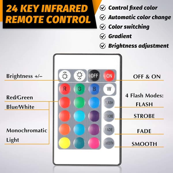 6 stk. 3D nat LED lys lampebase 16 farver LED lysvisning