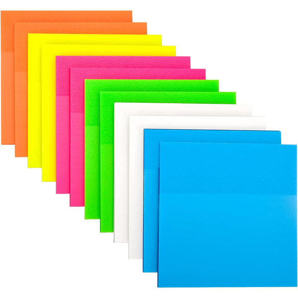 Gennemsigtigt Sticky Notes Sæt med 6 farver, 600 stk - Klar Sticky