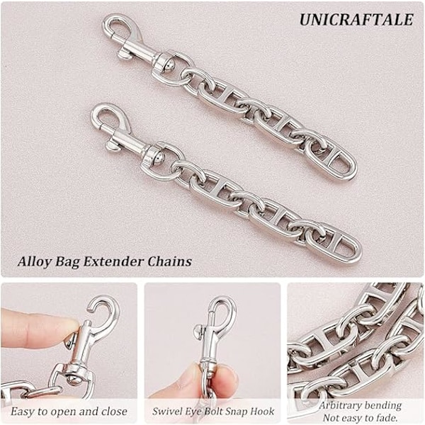 Liten Väskförlängningskedja Legering Plånbok Kedjerem 12cm Crossbody Axelväska Rem Förlängningskedjor med Vridbar Öglebult