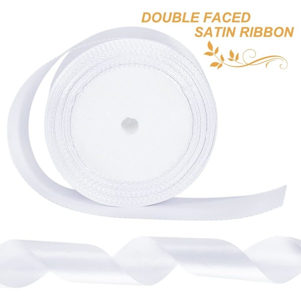 Vit Satinband, 50mm x 22m Bred Vit Band för Presentinslagning Ceremoni Bröllop Julhantverk Dekoration