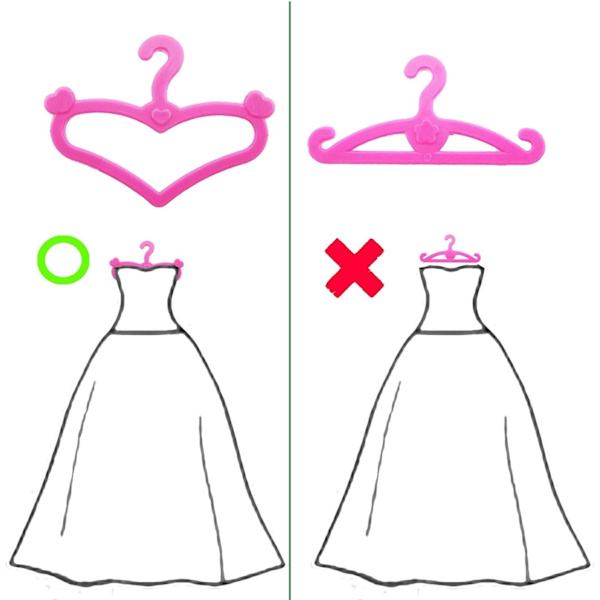 40 rosa plastgalgar för Barbiekläder 11,5 tum