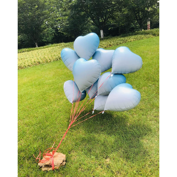 25 stk. Blå Hjerteformede Folieballoner - Fødselsdag, Valentinsdag, Bryllup, Forlovelse