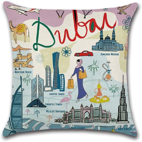 Kuddfodral, 45 x 45 cm, 4-pack, Bomull och Linne, Tryckt Metropo