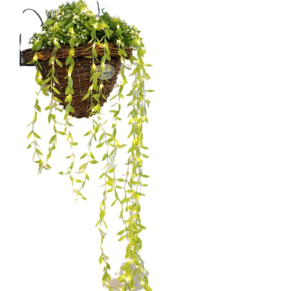 Outdoor Solar Garland, Willow Leaves Outdoor Light Garland 100LED