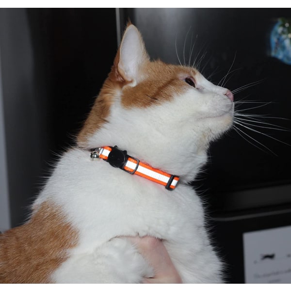 Oppgradert versjon - Reflekterende kattehalsbånd med klokke, sett med 6