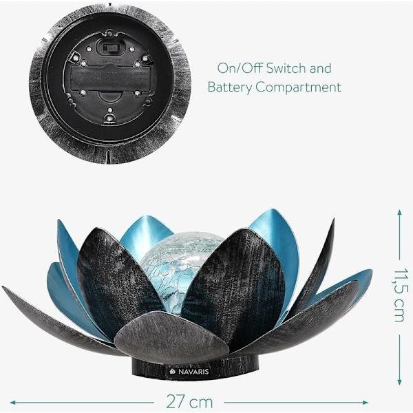 Blå Sol Lotus Blomster Lampe - Varm Hvid - Lys LED Blomster Genopladelig af Solenergi - Økologisk Dekoration Have Dam