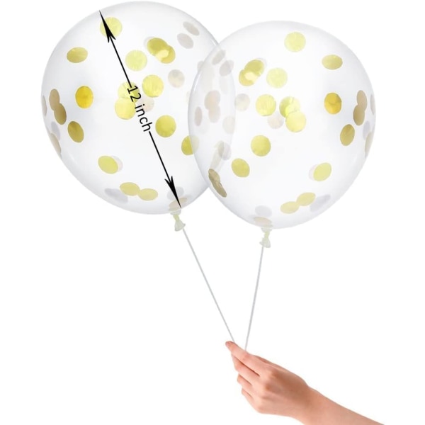 Kultaiset konfetti-ilmapallot, 12 tuuman kirkkaat lateksijuhlan ilmapallot w