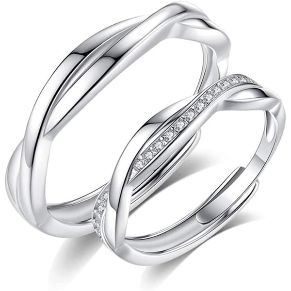 925 Sterling Silver Parring, Justerbar Ring Set, Hypoal