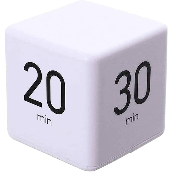 Kubtimer (Vit 15-20-30-60 minuter), Digital Kök Timer, LED Stoppur Nedräkning Gravitationstimer med Höglarm, för Tidsstyrning, Lärande