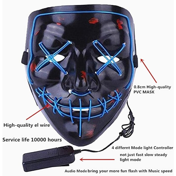Halloween LED Mask Wire Scary Mask for Halloween Festival Party