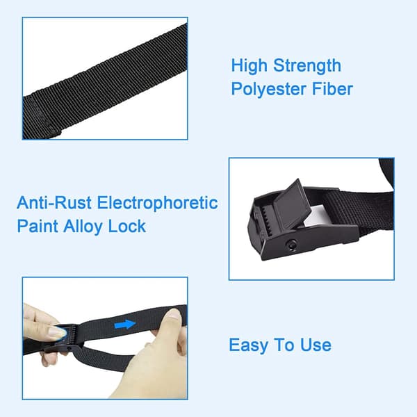 4 surringsstropper 1m med spænde, 25mm strop, sort