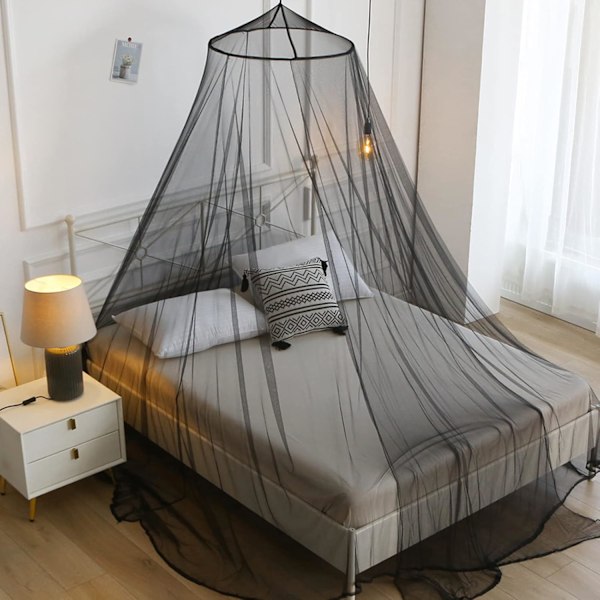 Myggnät för Baldakin Säng, King Size Tak Baldakin Sänggardiner, Kupol Myggnät Sängtält (Vit)