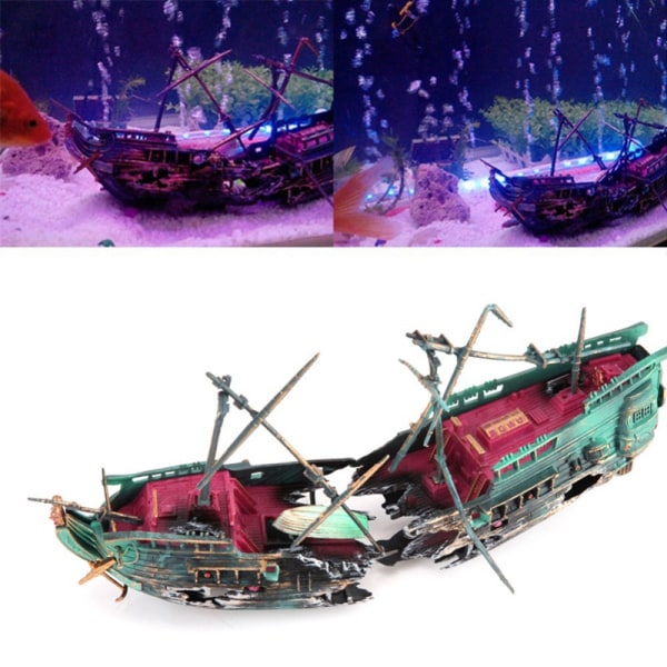 Akvariumvrakdekorasjoner - Air Bubbler nedsenket båtpynt