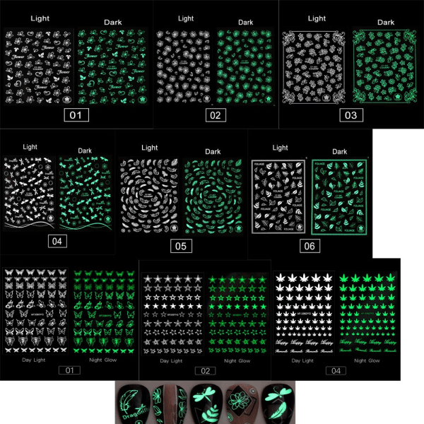 9 ark - Nail Art Stickers Decals Snowflake Rensdyr mønster
