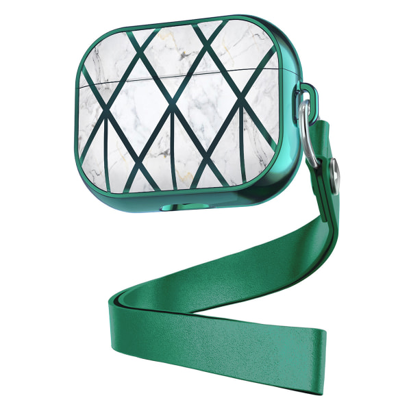 Grønt AirPods-deksel, beskyttende silikondeksel med sportsstropp f