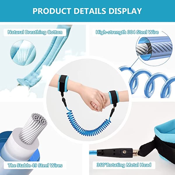 2,5M Anti-tap Wrist Strap (Blå), 360° Rotasjon Sikkerhet Elastisk