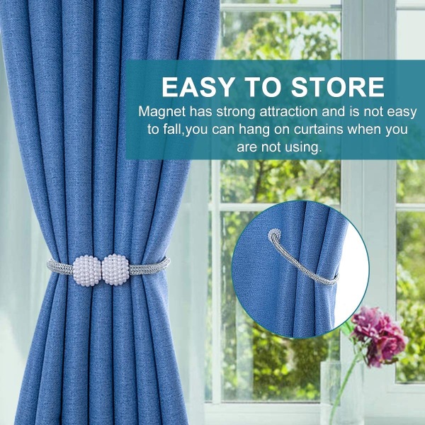 Magneettiset verhohihnat (6 kpl pakkaus), Modern Pearl Curtain -verho