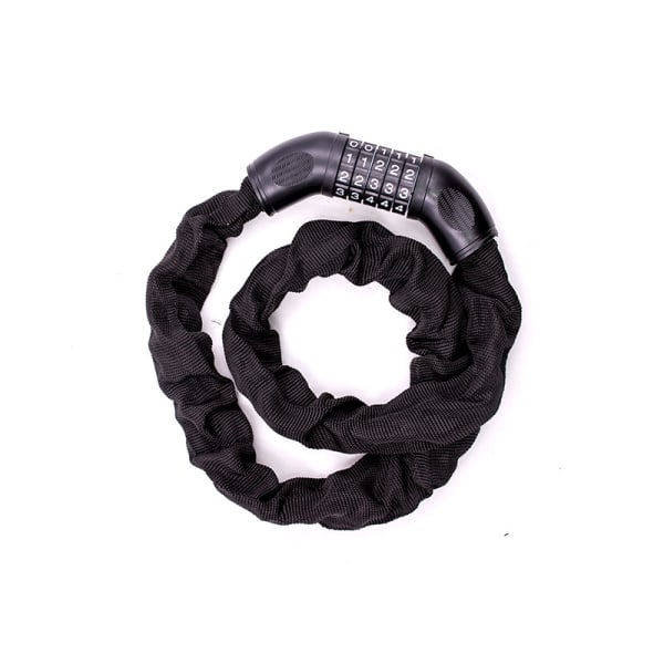 5-sifret sykkellåskjedekabel, 100 cm, 1-pakning - svart