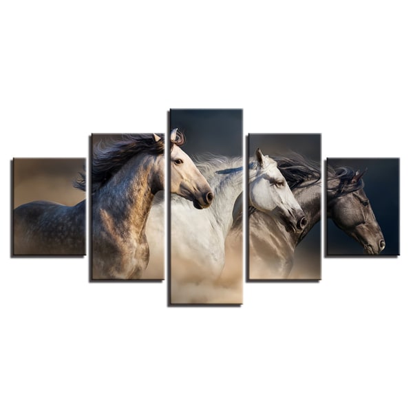 5 delar Väggkonstmålning - Tre hästar Non-woven Canvas Decorat