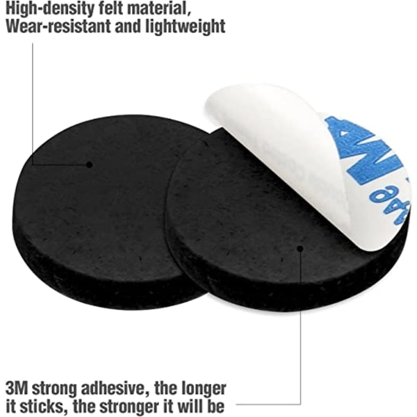 80 stk møbelfiltpuder (sort, diameter 2,5 cm, tykkelse 2 mm)