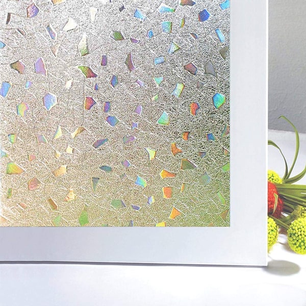 Anti-Peep Window Film 3D Rainbow Effect Decorative Anti-UV Anti-Heat Good Privacy Electrostatic Glass Film for Bedroom L