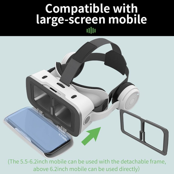 (Sorte) G15E VR-briller, kompatible med 4,5-7,0 tommer Virtual Rea