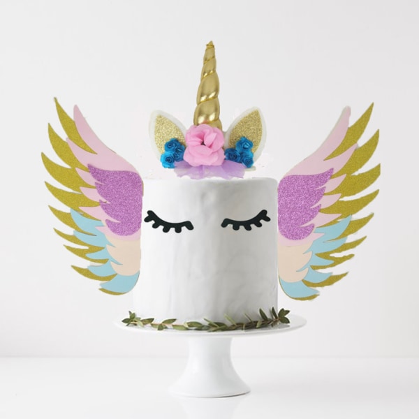 Unicorn wings tårtdekorationer, unicorn horn hårspänne och unicor