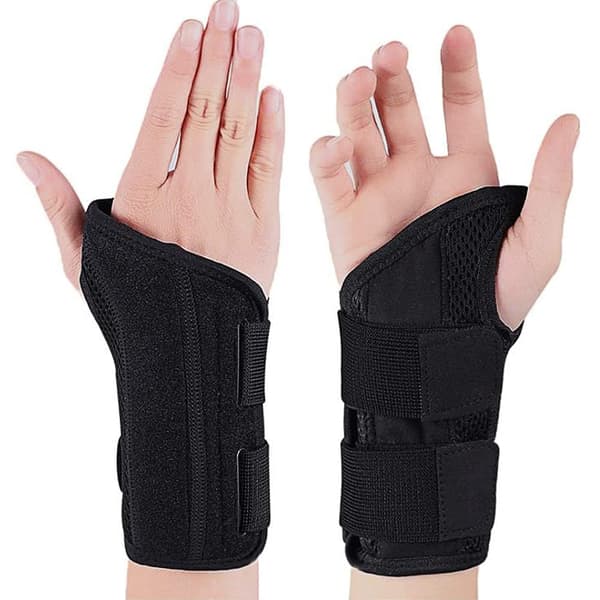 Åndbar sort håndledsrem med metalskinne stabilisator til mænd