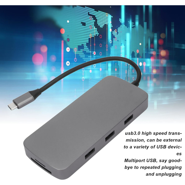 Kantava telakan asema, 10 in 1 USB C telakan asema, monitoiminen telakan asema, HD Multimedia Interface, USB3.0, USB2.0 X 2