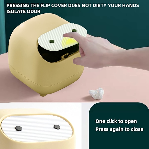 Liten (Gul) Ninja Press Sopsäck med Lock för Kontor, Sovrum,