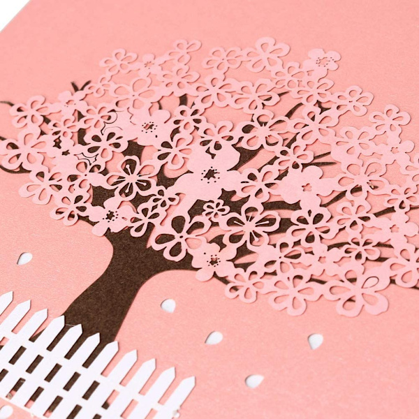 3D-ponnahduskortti, syntymäpäiväonnittelukortti, kutsu häihin 3D Sakura
