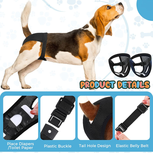 2 pakker vaskbare hundebleier beskyttelsesbukser med 6 Sani bdae | Fyndiq