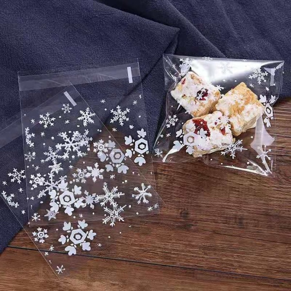 200 stykker Snowflake selvklebende selvforseglingspose Snowflak
