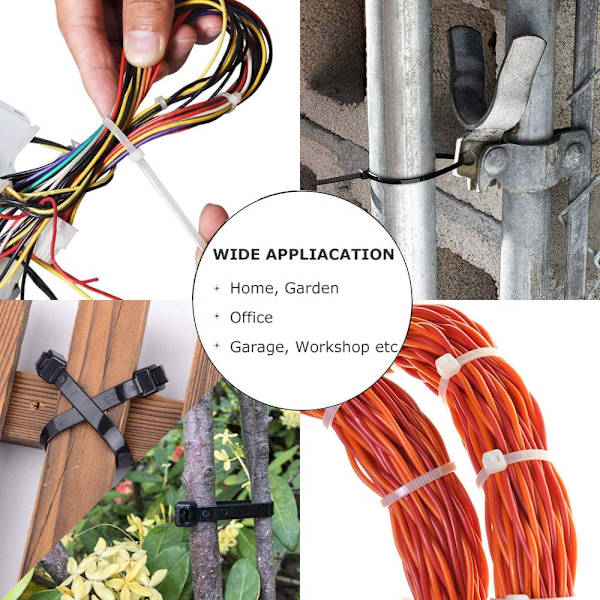 Hvide Kabelbindere 300mm x 4.6mm Sort - 250 Pakke  12 tommer Premium