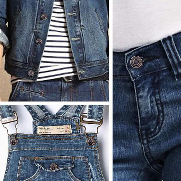 DIY (20 st) (17 mm) ersättningsknappar för byxor, 17 mm jeansknapp, metallknapp för byxor, jeansreparation, reservknapp för jeans, DIY