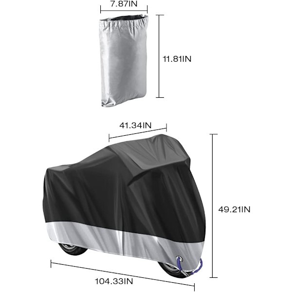Motorcykelovertræk 245X105X125cm(Sølv) Motorcykelovertræk Vandtæt