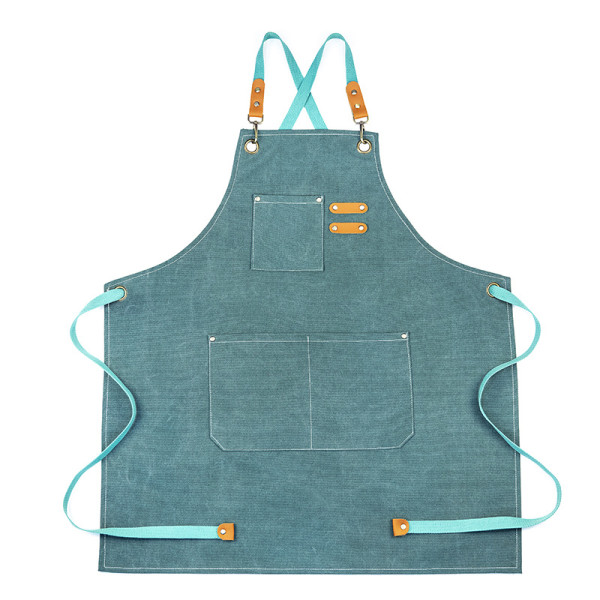 (Green) Cowboy Apron with Pockets for Hairdresser, Painter, Garde