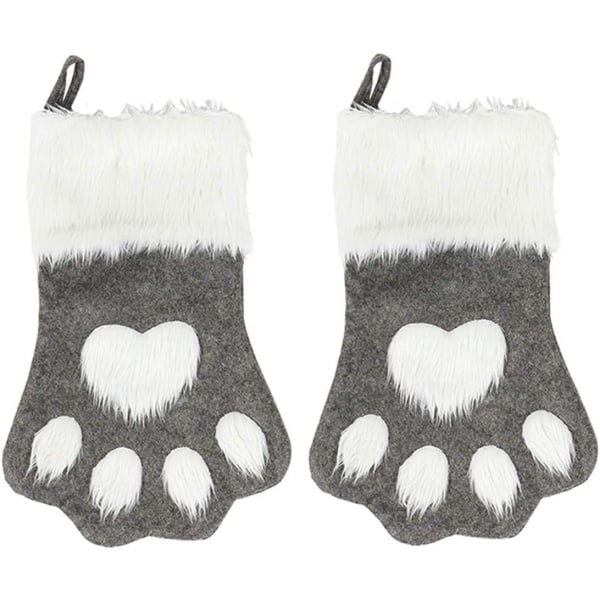 Hund Cat Paw julestrømper, plysj og rutete hengende sokker