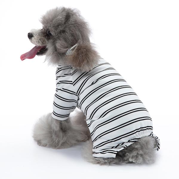 PET Sommer T-shirt (Hvid Stribet - S), 4-benet stribet hundetøj