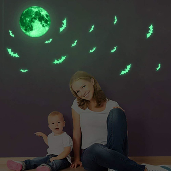 Måneklistermærker lyser i mørket klistermærker til familier, der dekorerer