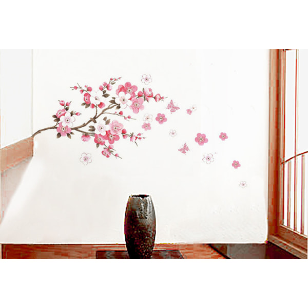 CHERRY BLOSSOM wallstickers med sommerfugler rosa rød I sakura