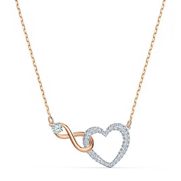 Rose Gold Heart Necklace Women Infinity Love Clavicle Chain