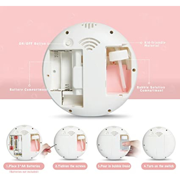 Automatisk bubbelmaskin, vit bubbelblåsare leksak för barn 3 4 5