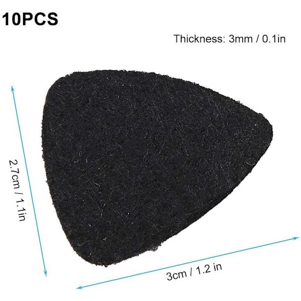 Svart - 10 gitarrplektrum, musikplektrum gitarrplektrum för ukulele ullplektrum 3 mm plektrum instrumenttillbehör